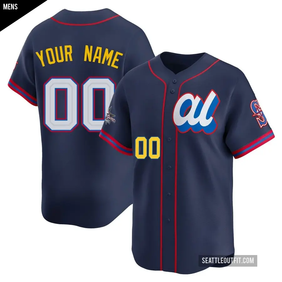 Men's Seattle Mariners ＃00 Custom Limited Navy American League 2025 All-Star Edition Jersey