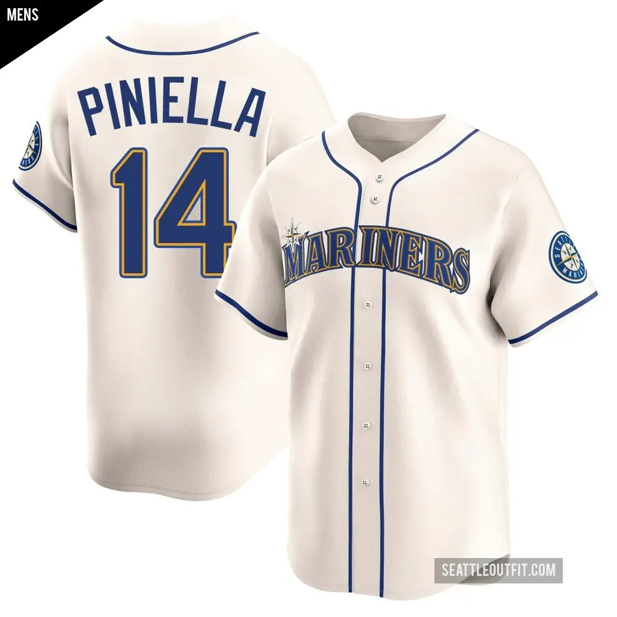 Men's Seattle Mariners ＃14 Lou Piniella Limited Cream Alternate Jersey
