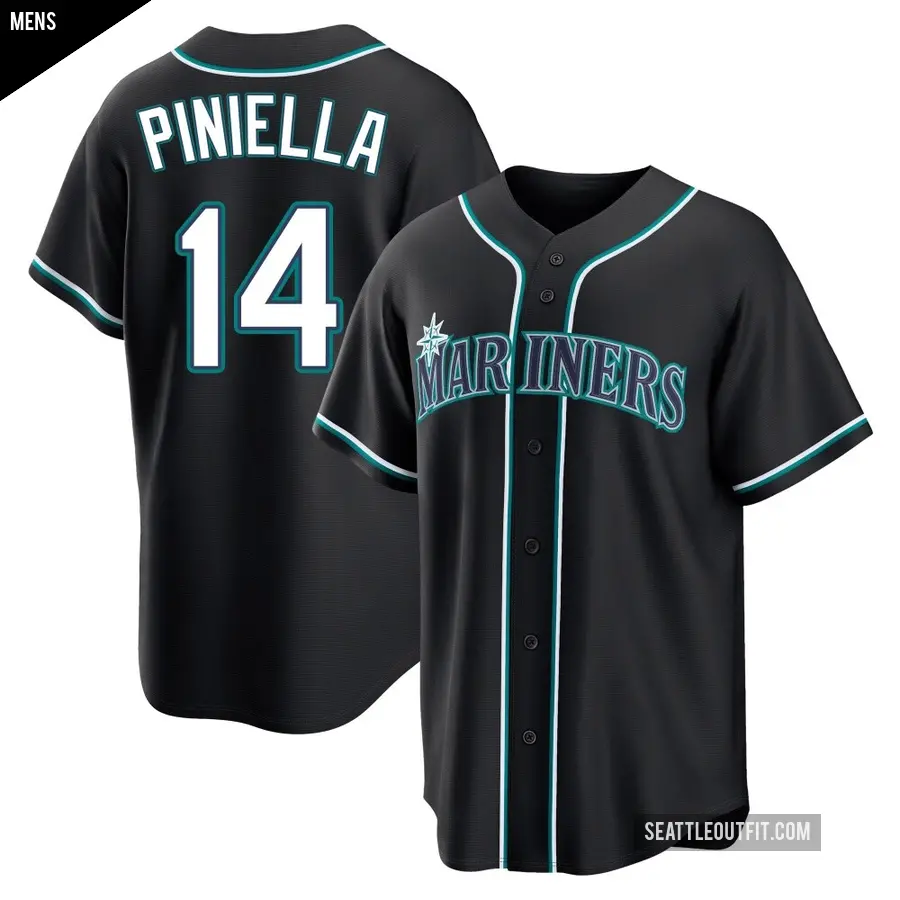 Men's Seattle Mariners ＃14 Lou Piniella Replica Black Fashion Out Jersey