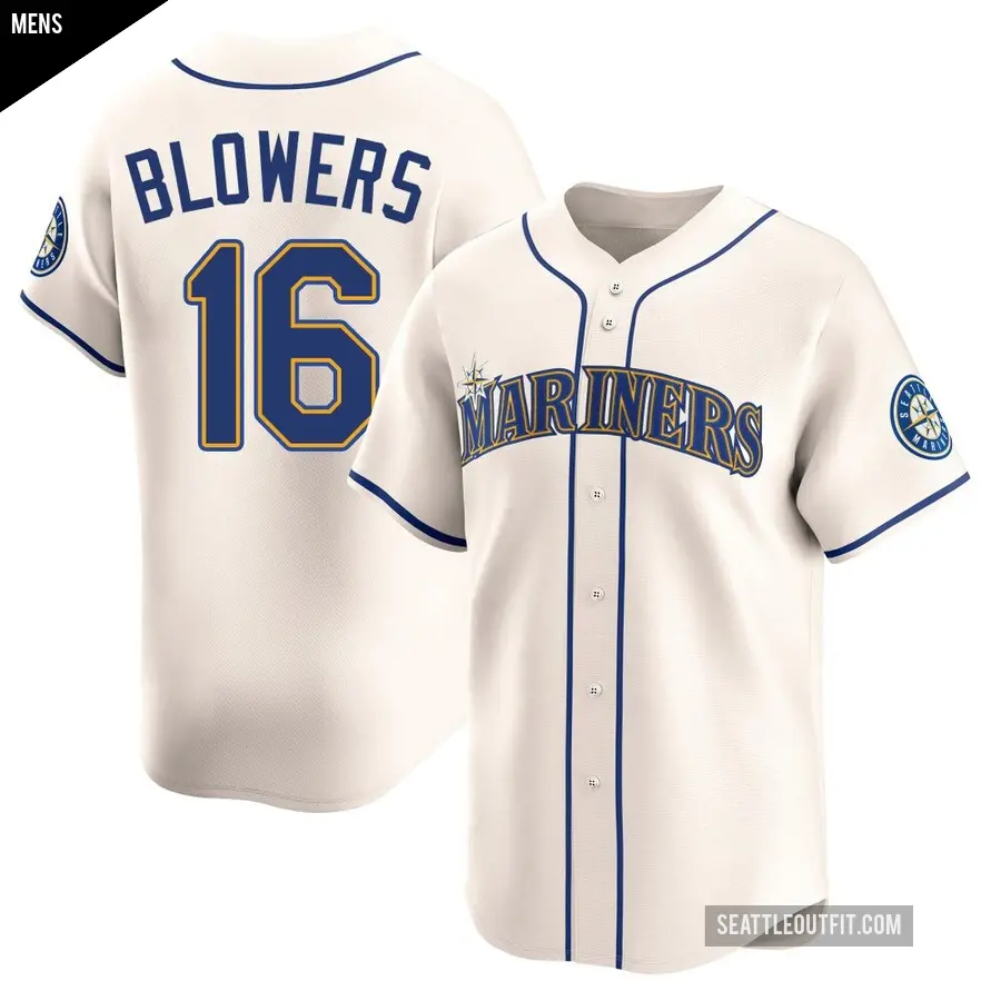 Men's Seattle Mariners ＃16 Mike Blowers Limited Cream Alternate Jersey