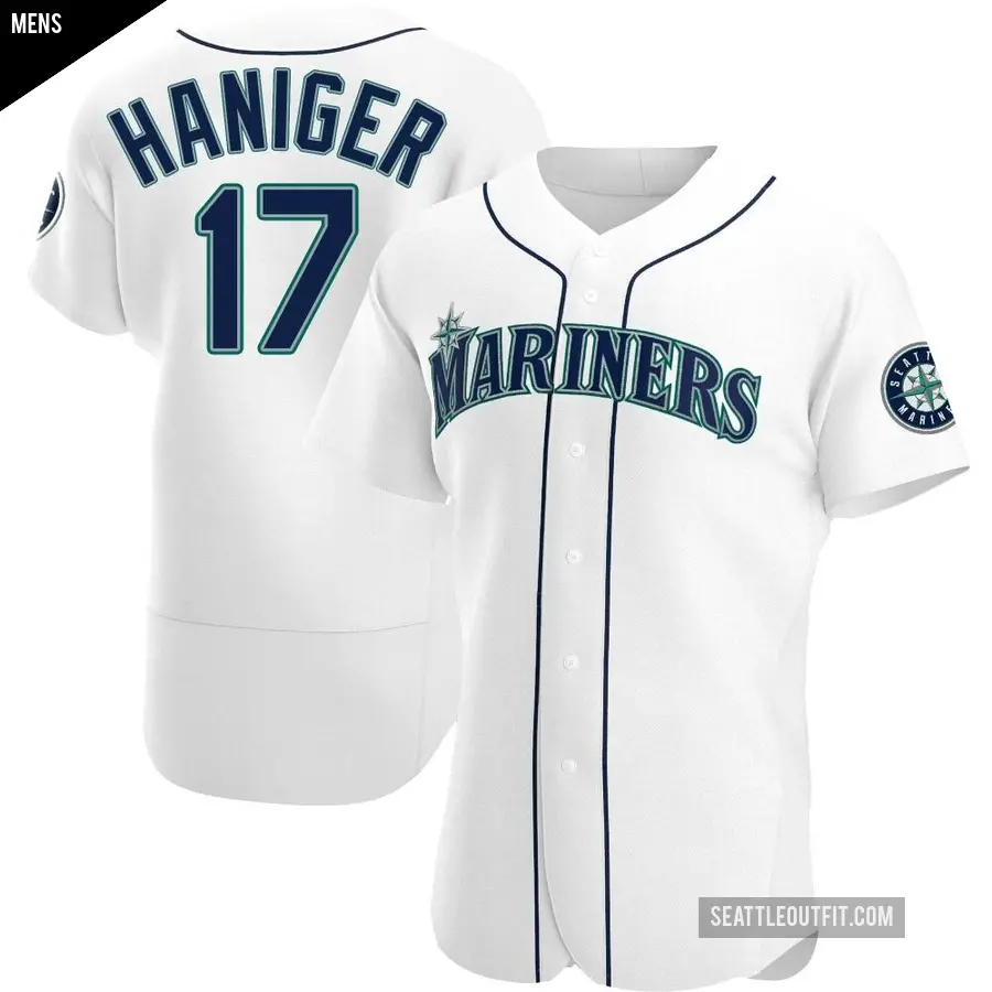 Men's Seattle Mariners ＃17 Mitch Haniger Authentic White Home Jersey