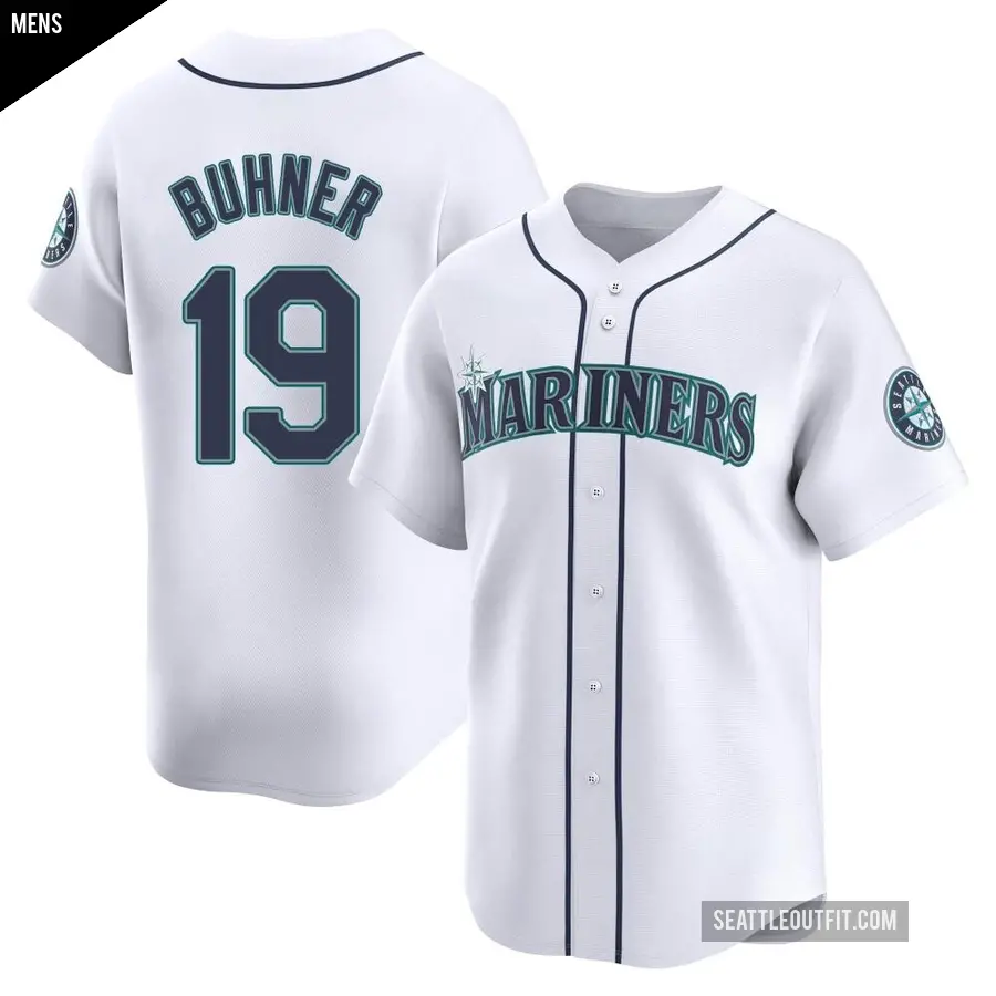 Men's Seattle Mariners ＃19 Jay Buhner Limited White Home Jersey