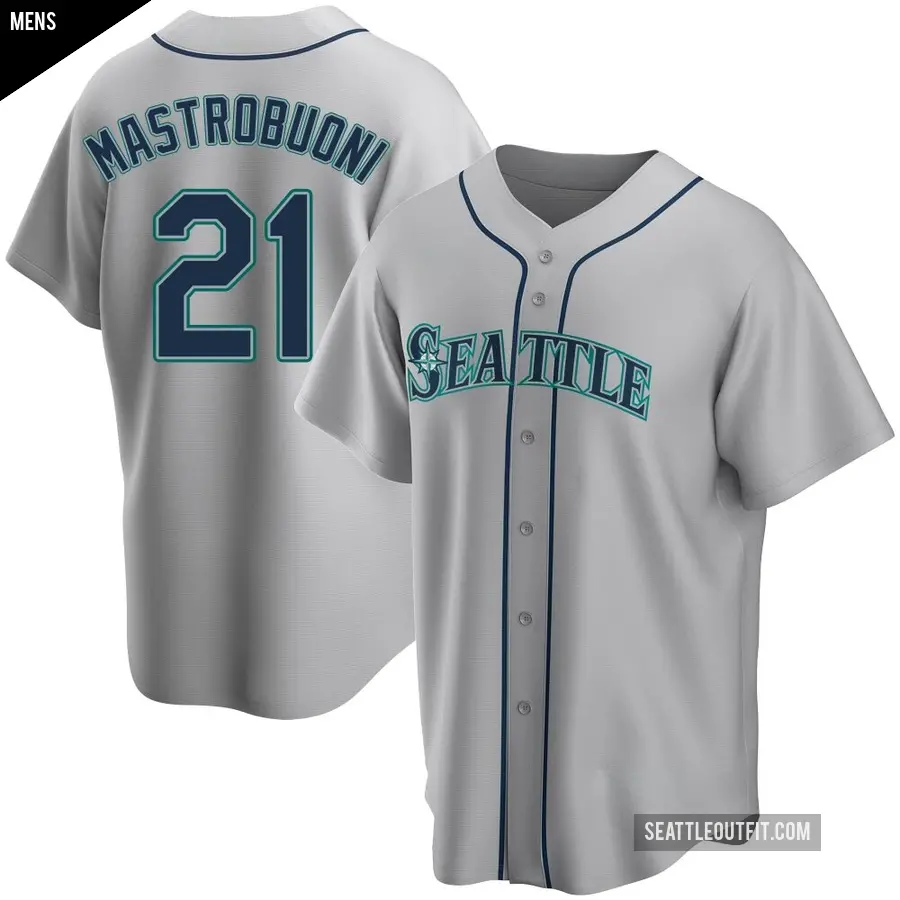 Men's Seattle Mariners ＃21 Miles Mastrobuoni Replica Gray Road Jersey