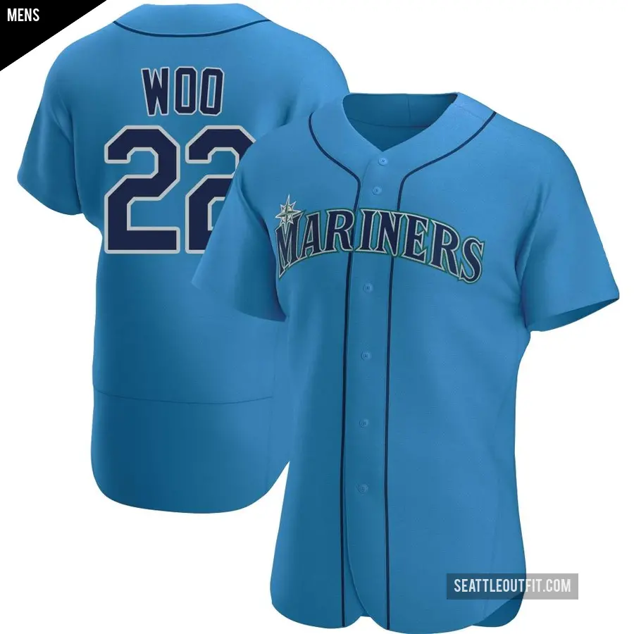 Men's Seattle Mariners ＃22 Bryan Woo Authentic Royal Alternate Jersey