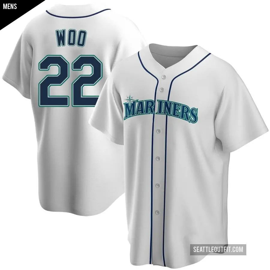 Men's Seattle Mariners ＃22 Bryan Woo Replica White Home Jersey