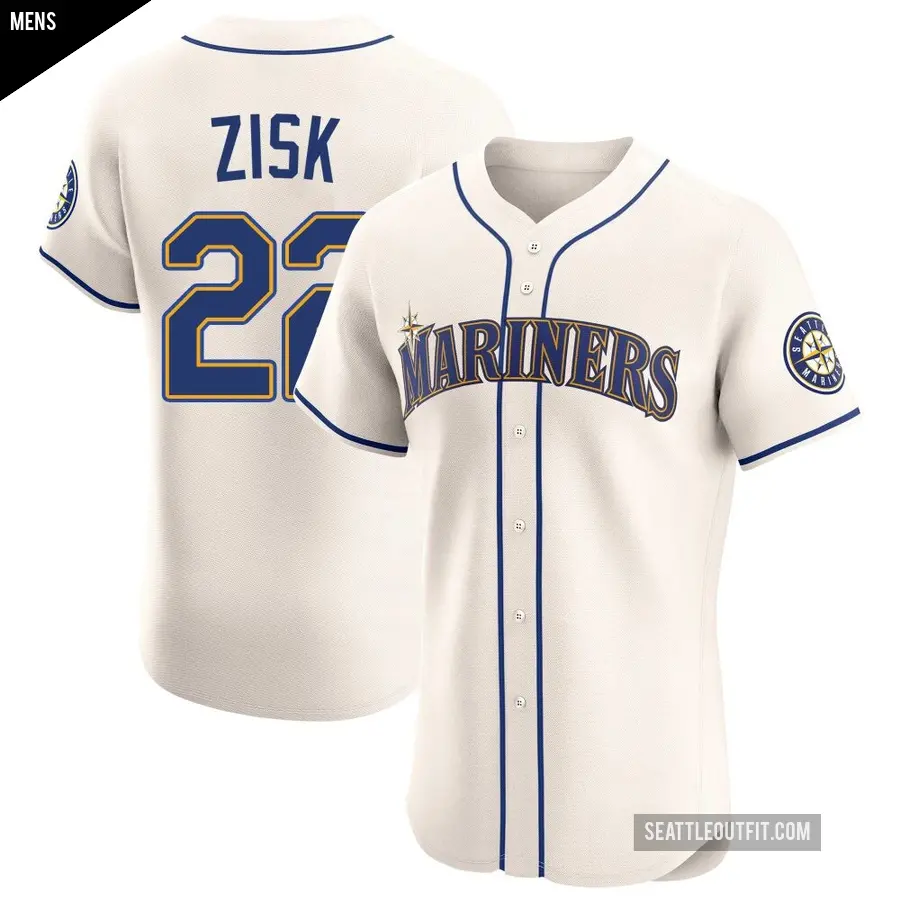 Men's Seattle Mariners ＃22 Richie Zisk Elite Cream Alternate Jersey