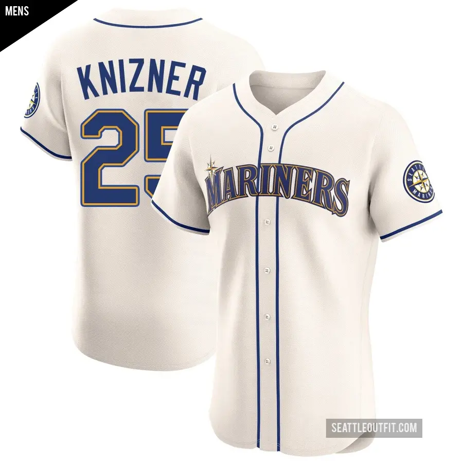 Men's Seattle Mariners ＃25 Andrew Knizner Elite Cream Alternate Jersey