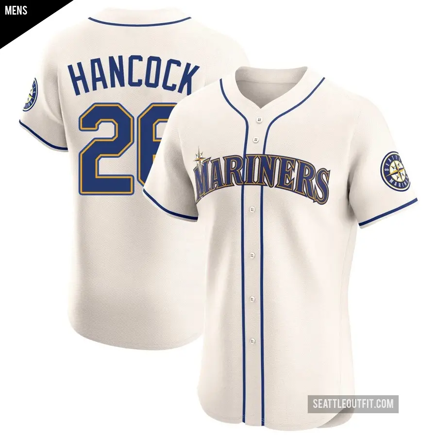 Men's Seattle Mariners ＃26 Emerson Hancock Elite Cream Alternate Jersey