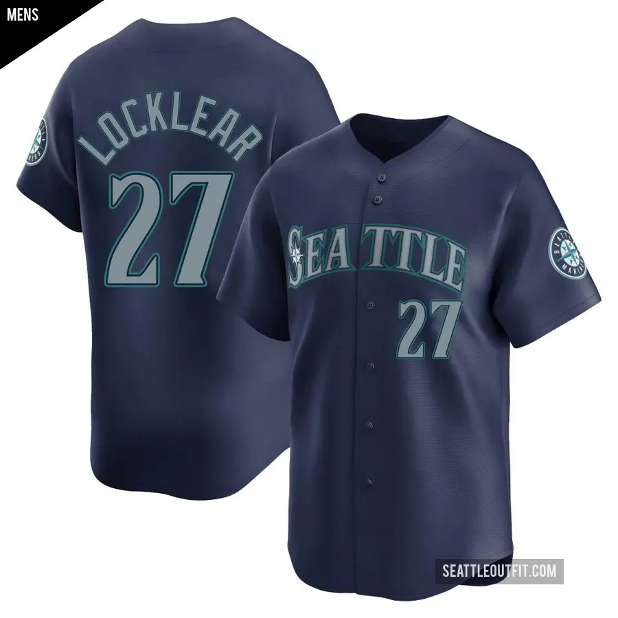 Men's Seattle Mariners ＃27 Tyler Locklear Limited Navy Road Jersey