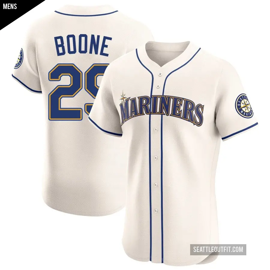 Men's Seattle Mariners ＃29 Bret Boone Elite Cream Alternate Jersey