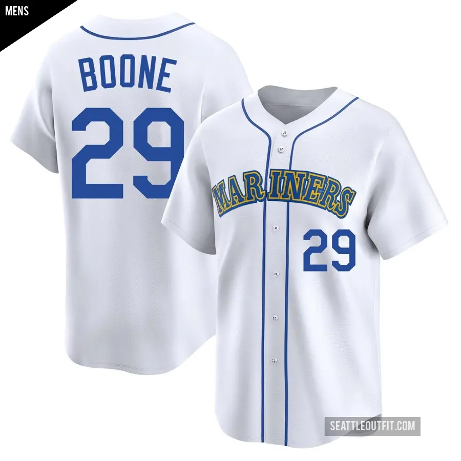 Men's Seattle Mariners ＃29 Bret Boone Limited White Throwback Cooperstown Collection Jersey
