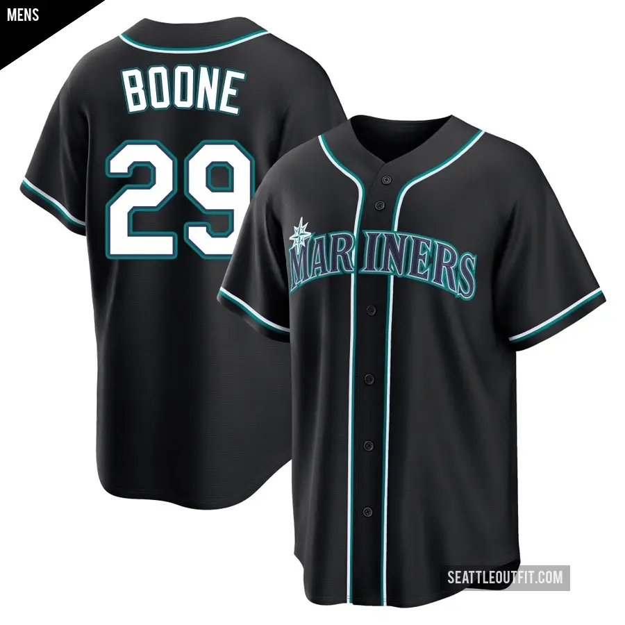 Men's Seattle Mariners ＃29 Bret Boone Replica Black Fashion Out Jersey