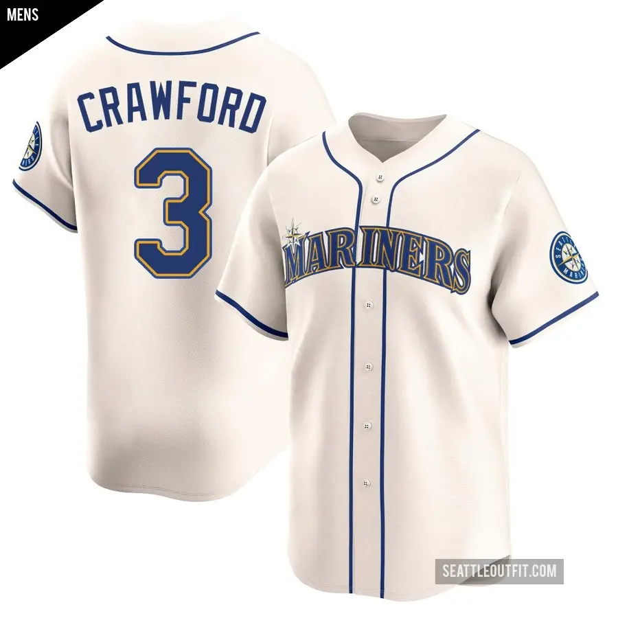 Men's Seattle Mariners ＃3 J.P. Crawford Limited Cream Alternate Jersey