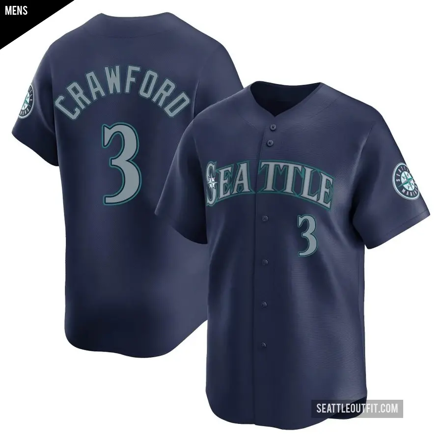 Men's Seattle Mariners ＃3 J.P. Crawford Limited Navy Road Jersey