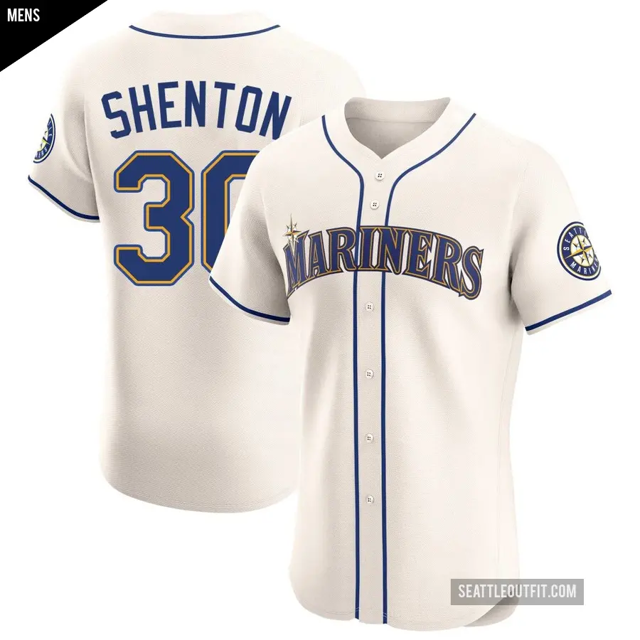 Men's Seattle Mariners ＃30 Austin Shenton Elite Cream Alternate Jersey