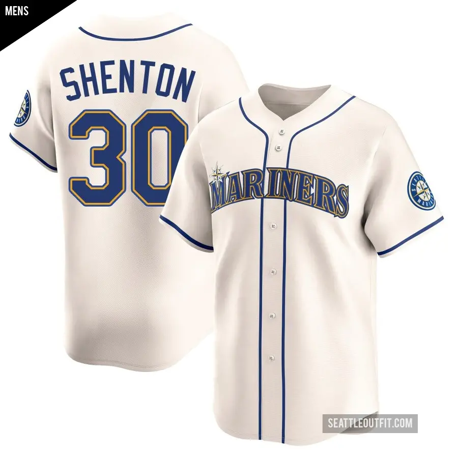 Men's Seattle Mariners ＃30 Austin Shenton Limited Cream Alternate Jersey
