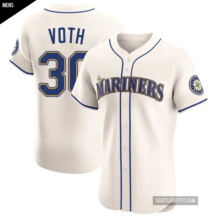 Men's Seattle Mariners ＃30 Austin Voth Elite Cream Alternate Jersey