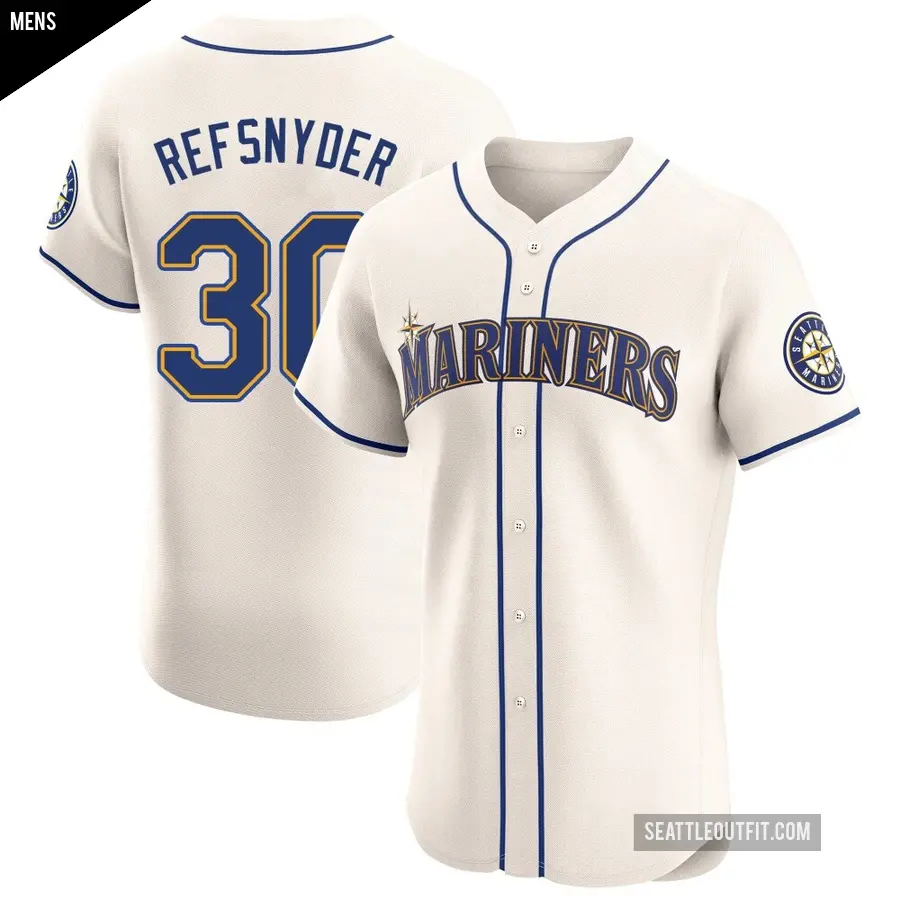 Men's Seattle Mariners ＃30 Rob Refsnyder Elite Cream Alternate Jersey
