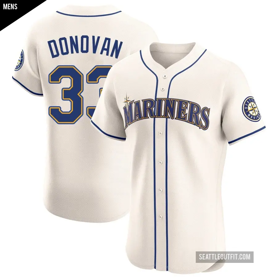 Men's Seattle Mariners ＃33 Brendan Donovan Elite Cream Alternate Jersey