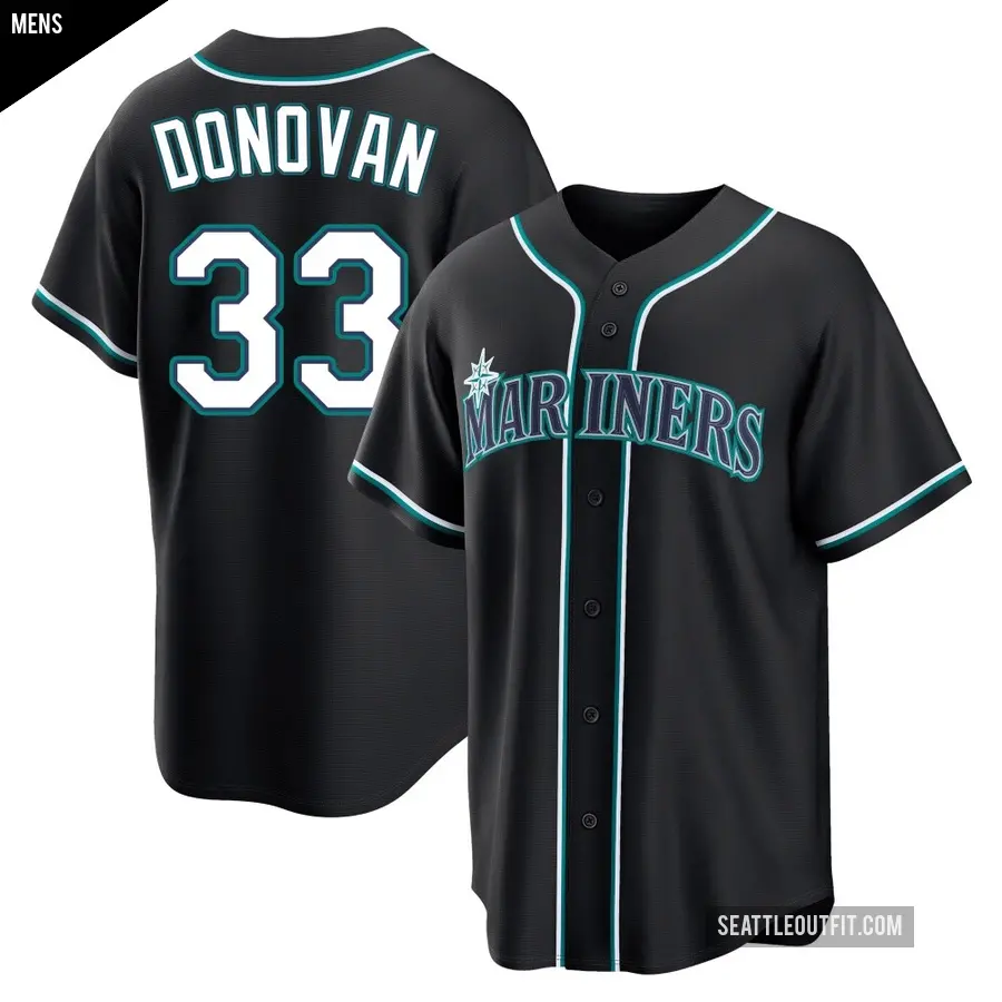 Men's Seattle Mariners ＃33 Brendan Donovan Replica Black Fashion Out Jersey