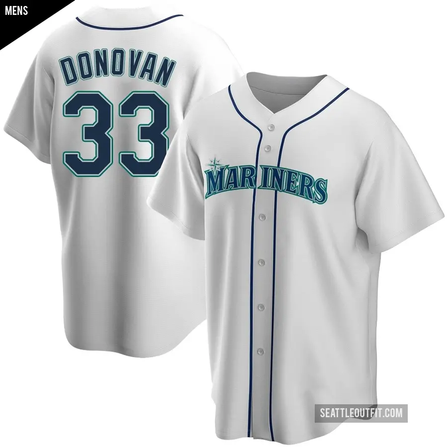 Men's Seattle Mariners ＃33 Brendan Donovan Replica White Home Jersey