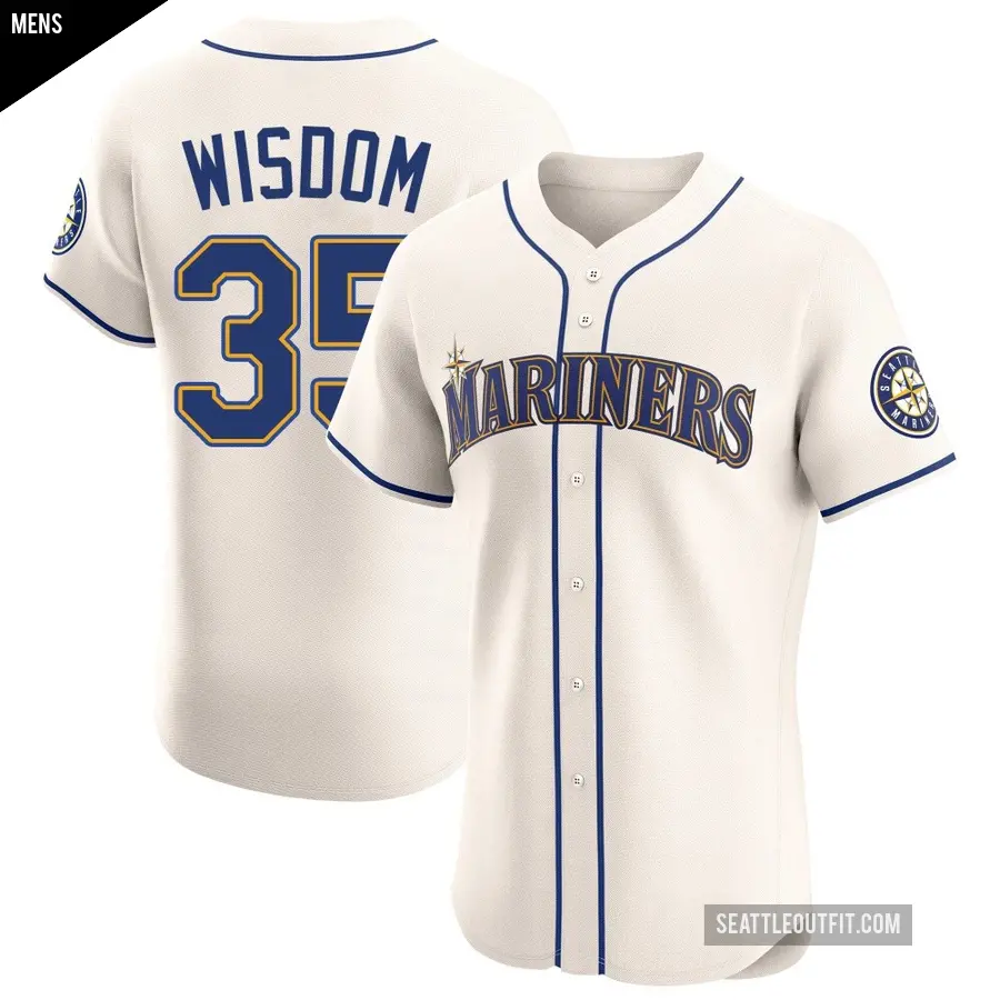 Men's Seattle Mariners ＃35 Patrick Wisdom Elite Cream Alternate Jersey