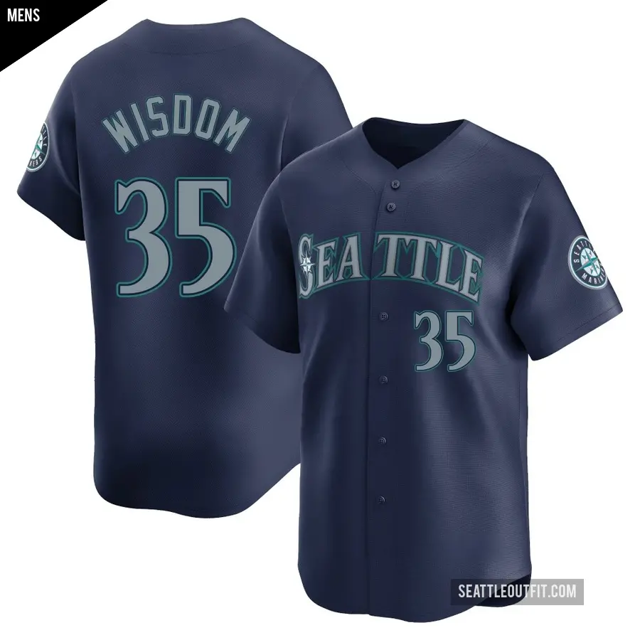 Men's Seattle Mariners ＃35 Patrick Wisdom Limited Navy Road Jersey