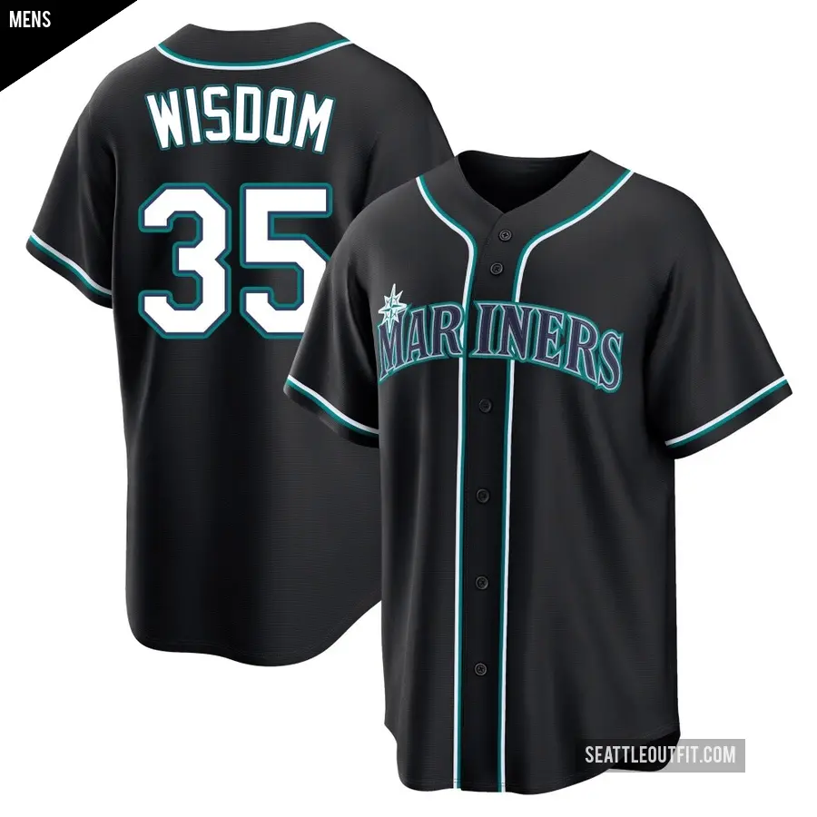Men's Seattle Mariners ＃35 Patrick Wisdom Replica Black Fashion Out Jersey