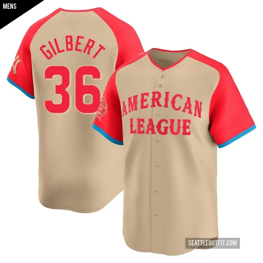 Men's Seattle Mariners ＃36 Logan Gilbert Limited Cream American League 2024 All-Star Game Jersey