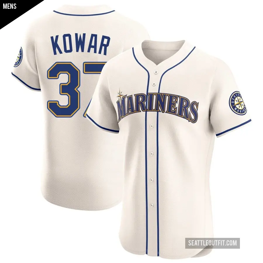 Men's Seattle Mariners ＃37 Jackson Kowar Elite Cream Alternate Jersey