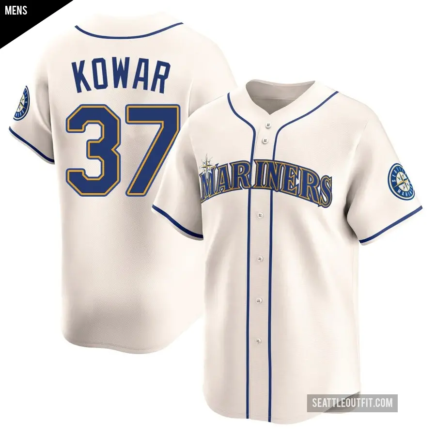 Men's Seattle Mariners ＃37 Jackson Kowar Limited Cream Alternate Jersey