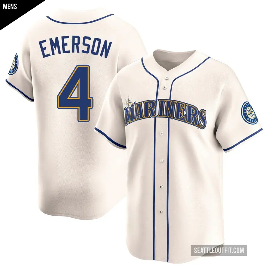 Men's Seattle Mariners ＃4 Colt Emerson Limited Cream Alternate Jersey