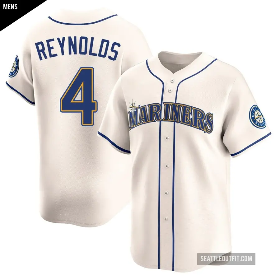 Men's Seattle Mariners ＃4 Harold Reynolds Limited Cream Alternate Jersey