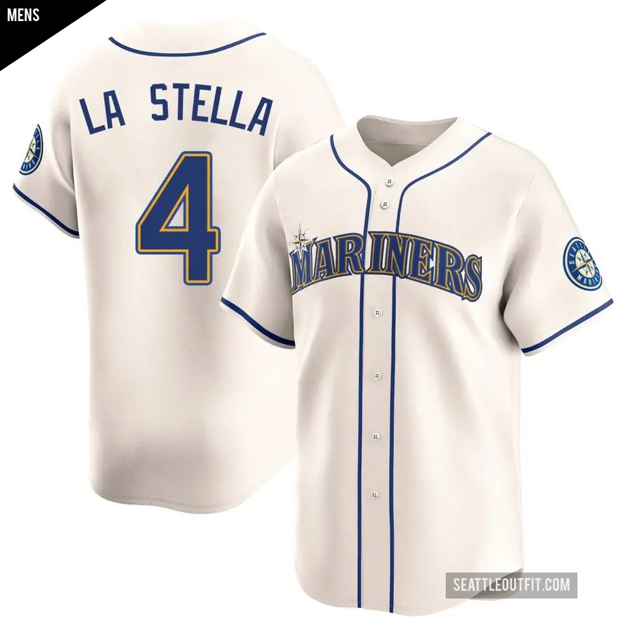 Men's Seattle Mariners ＃4 Tommy La Stella Limited Cream Alternate Jersey