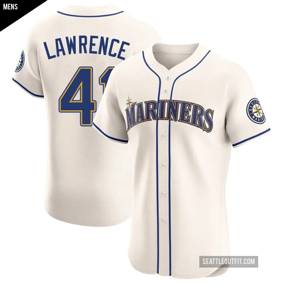 Men's Seattle Mariners ＃41 Casey Lawrence Elite Cream Alternate Jersey