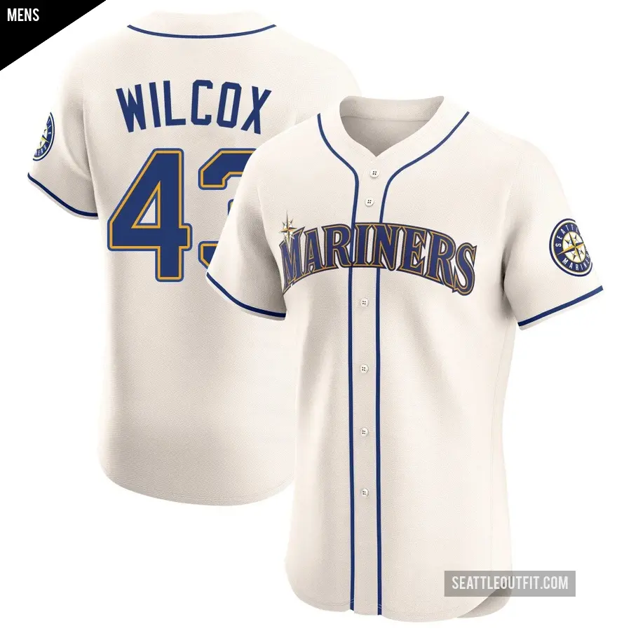 Men's Seattle Mariners ＃43 Cole Wilcox Elite Cream Alternate Jersey