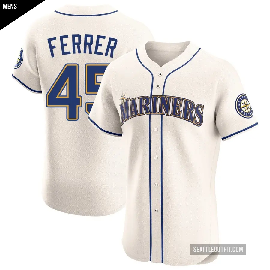 Men's Seattle Mariners ＃45 Jose Ferrer Elite Cream Alternate Jersey