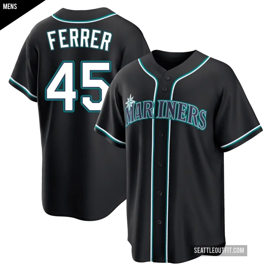 Men's Seattle Mariners ＃45 Jose Ferrer Replica Black Fashion Out Jersey