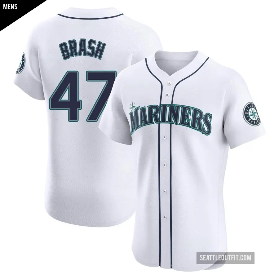 Men's Seattle Mariners ＃47 Matt Brash Elite White Home Jersey