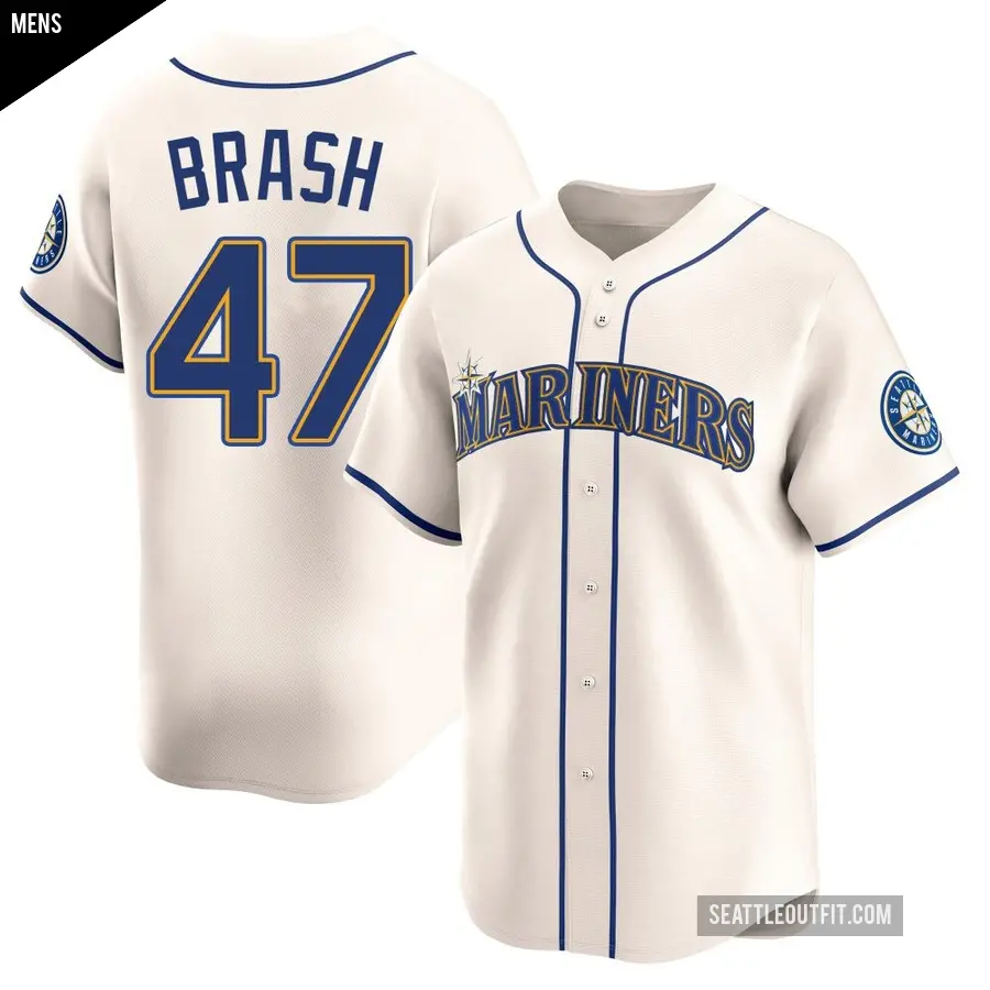 Men's Seattle Mariners ＃47 Matt Brash Limited Cream Alternate Jersey