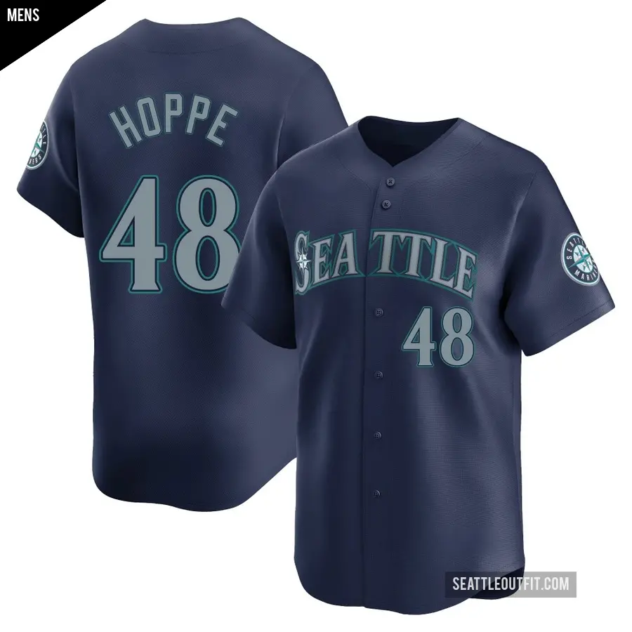 Men's Seattle Mariners ＃48 Alex Hoppe Limited Navy Road Jersey