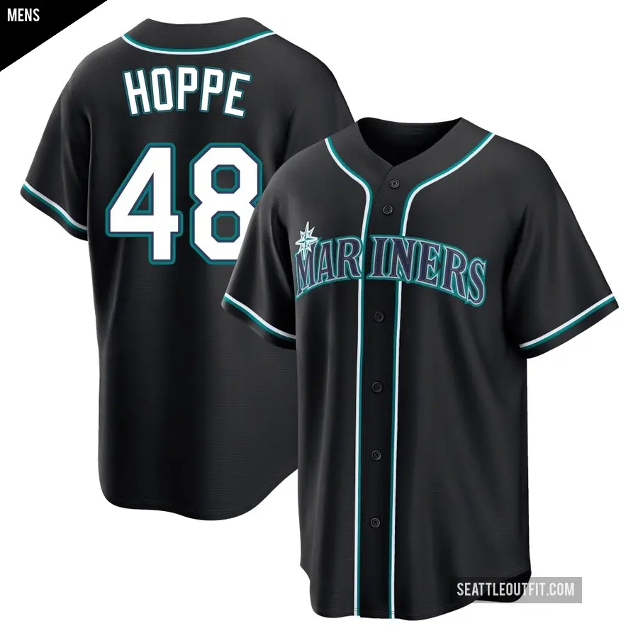 Men's Seattle Mariners ＃48 Alex Hoppe Replica Black Fashion Out Jersey