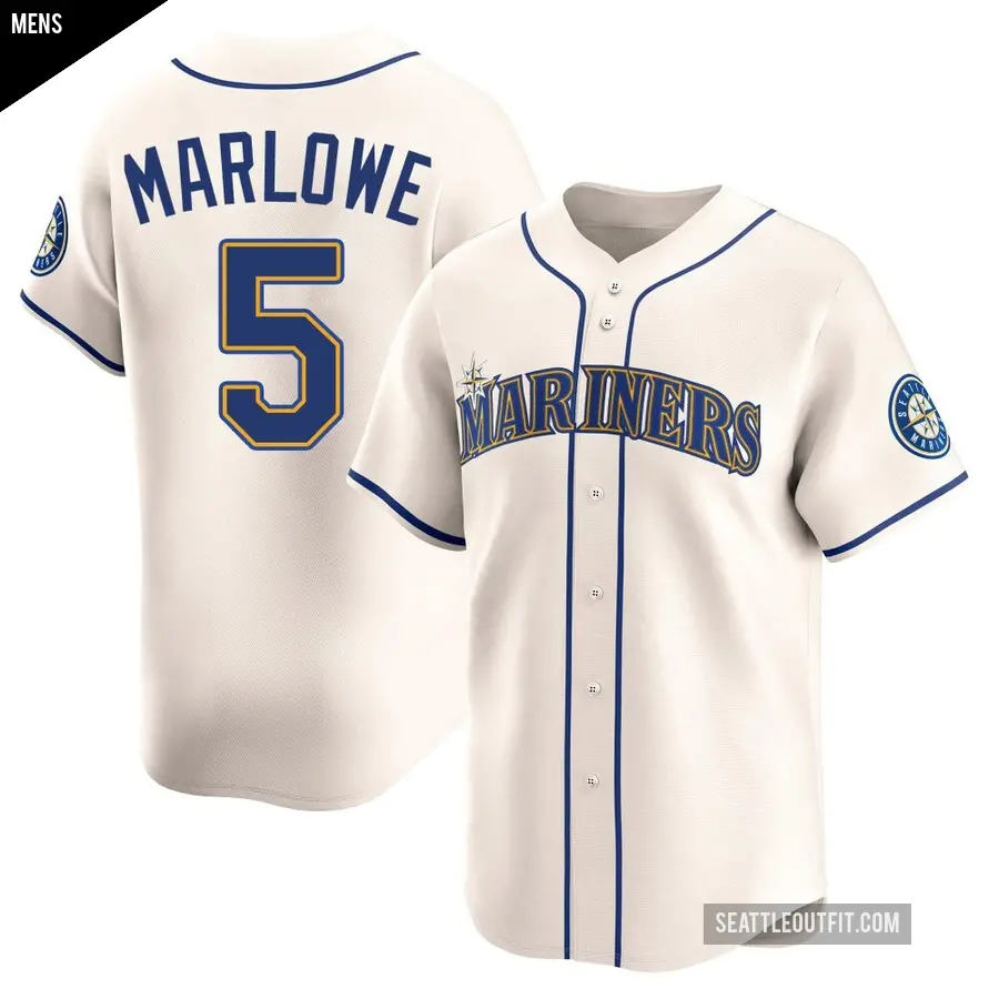 Men's Seattle Mariners ＃5 Cade Marlowe Limited Cream Alternate Jersey