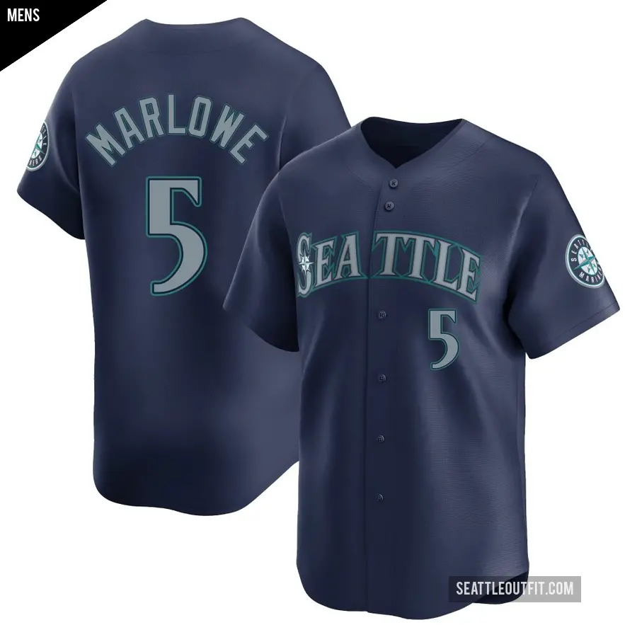 Men's Seattle Mariners ＃5 Cade Marlowe Limited Navy Road Jersey