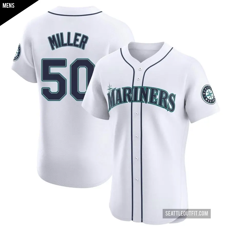 Men's Seattle Mariners ＃50 Bryce Miller Elite White Home Jersey