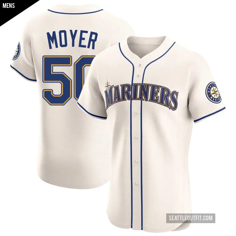 Men's Seattle Mariners ＃50 Jamie Moyer Elite Cream Alternate Jersey