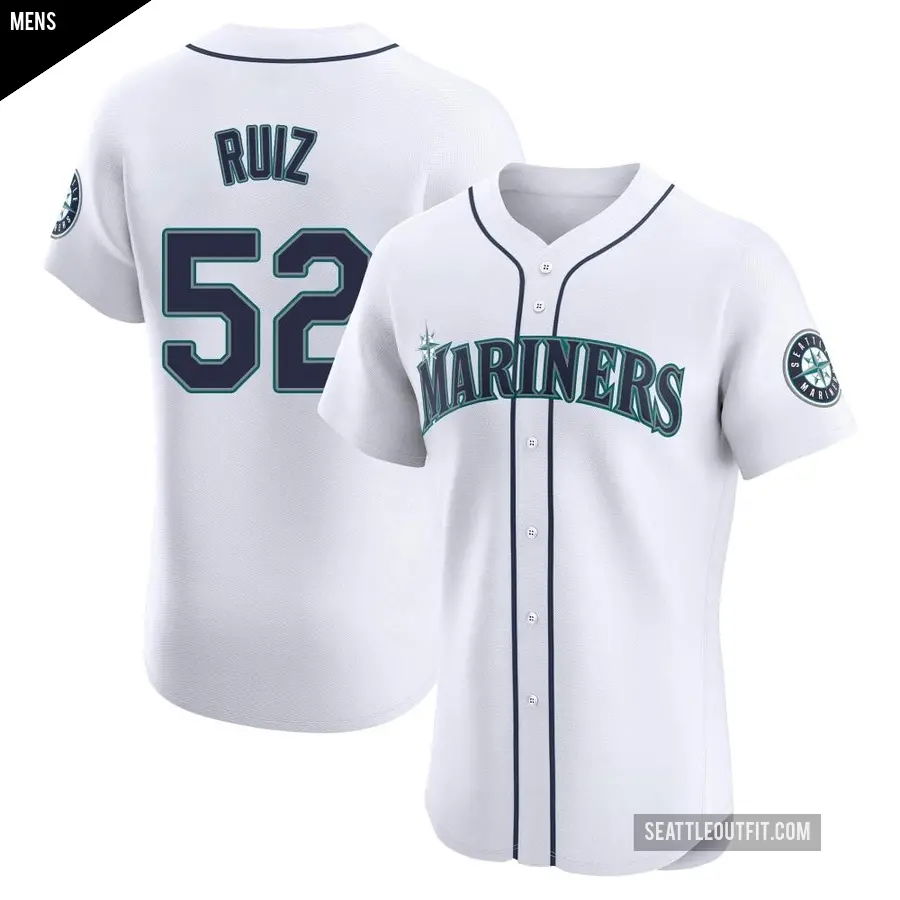 Men's Seattle Mariners ＃52 Carlos Ruiz Elite White Home Jersey