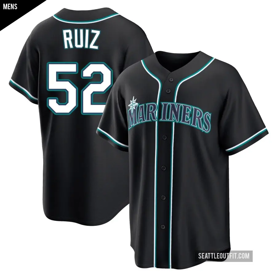 Men's Seattle Mariners ＃52 Carlos Ruiz Replica Black Fashion Out Jersey