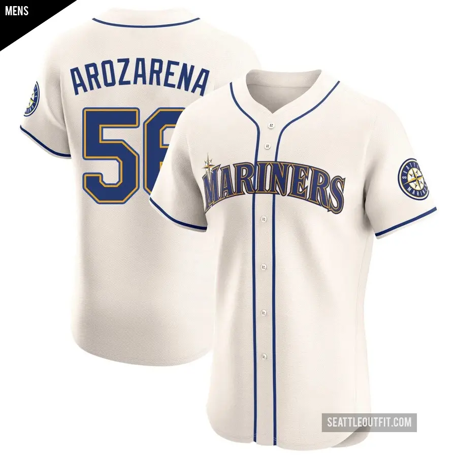 Men's Seattle Mariners ＃56 Randy Arozarena Elite Cream Alternate Jersey