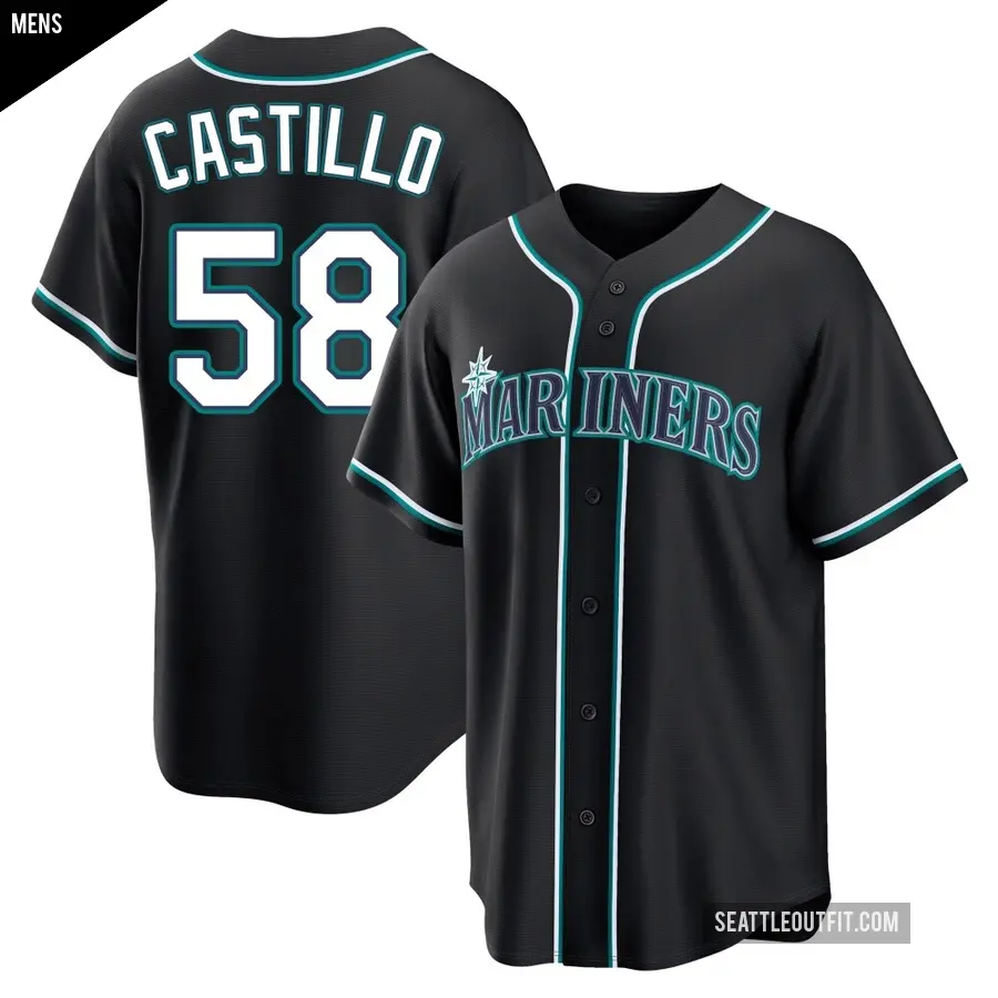 Men's Seattle Mariners ＃58 Luis Castillo Replica Black Fashion Out Jersey